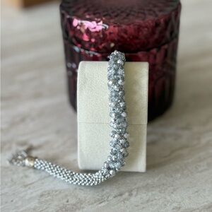 Elegant Silver Handmade Beaded Bracelet